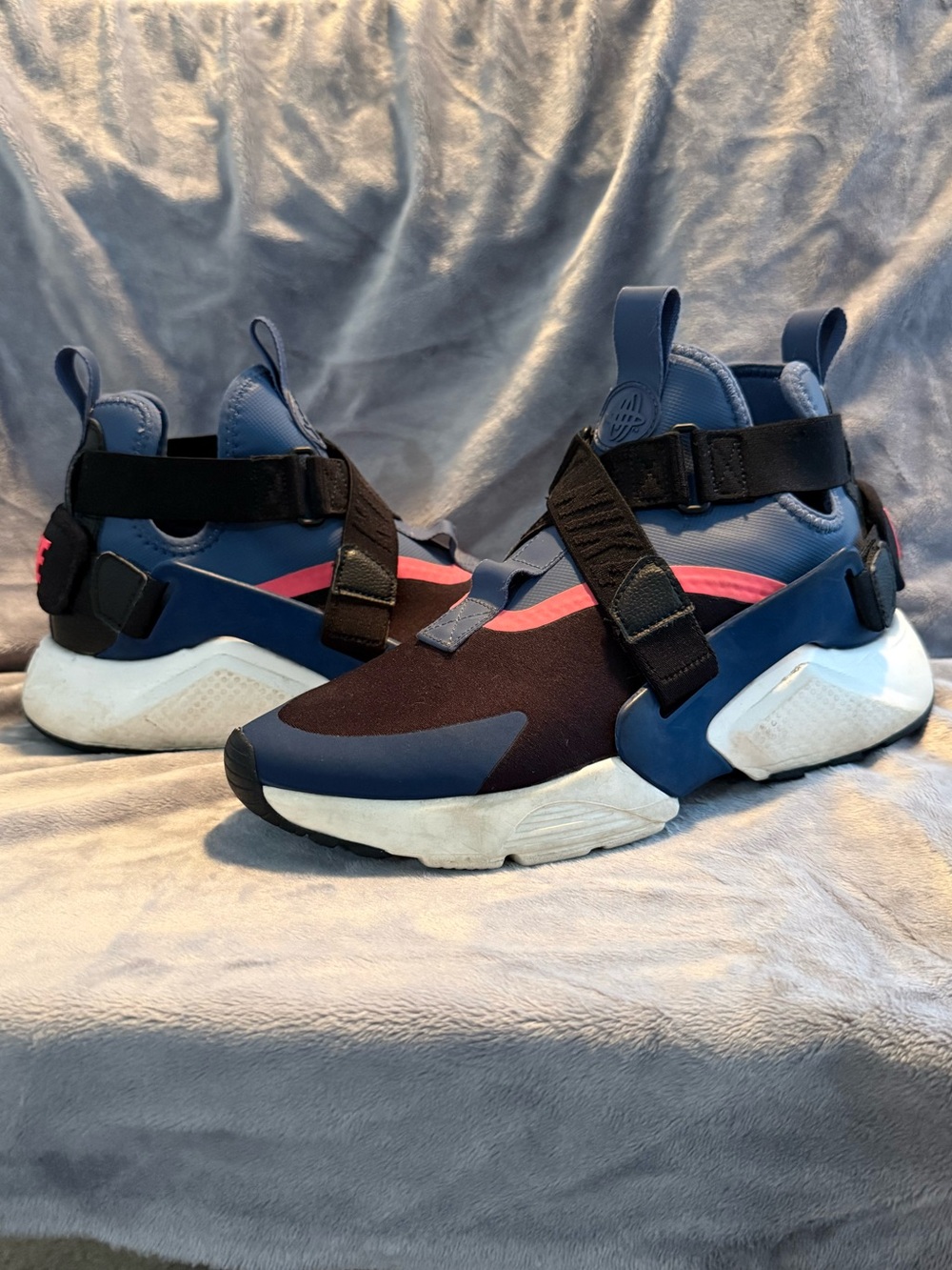 Nike Navy, Pink and Black Women's Slip-On Strap Sneakers